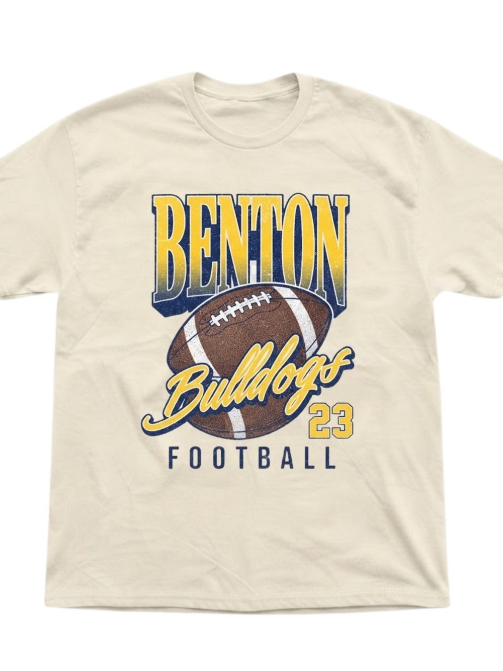 Benton Bulldogs Football Graphic Cream Gildan T-Shirt Tee